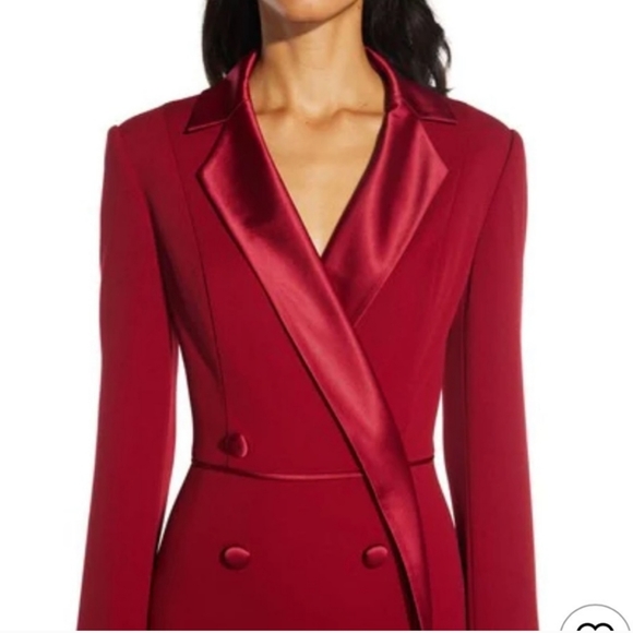 Adrianna Papell Red Crepe Tuxedo Gown - Picture 5 of 14